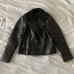 MANGO SUIT Black Faux Leather Jacket